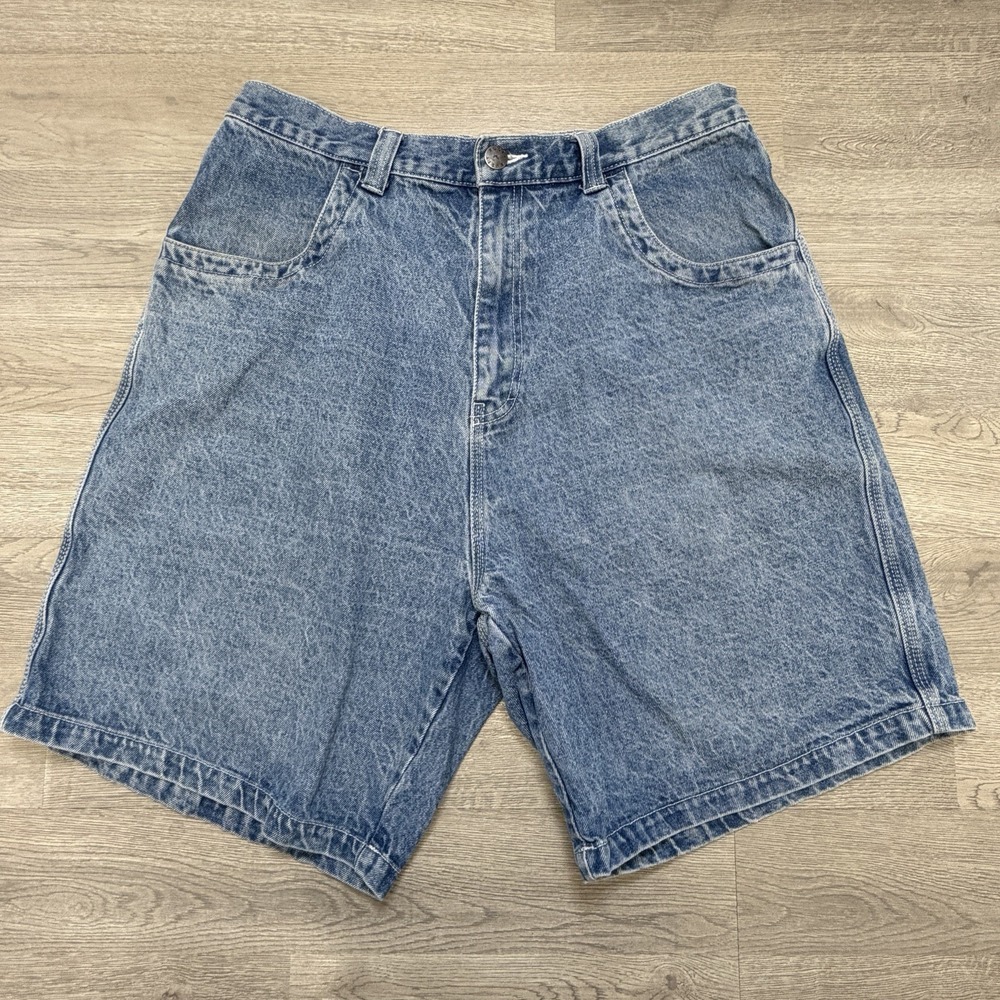 Rusty Denim Shorts Mens 34 Blue Baggy Skater Surf Jorts Y2K Embroidered Logo